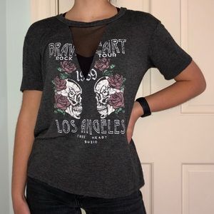 Mesh cut-out Band Tee